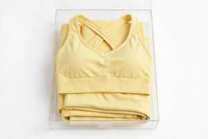 Ensemble de yoga côtelé sans couture respirant 2 pièces : Soutien-gorge de sport croisé et Leggings taille mi-haute en Spandex/Nylon - Product Image 4