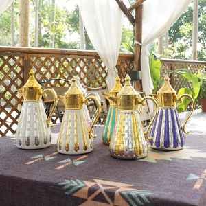 Cafetière arabe de luxe Dallah, faite à la main en acier inoxydable, théière traditionnelle du Moyen-Orient pour la maison, le café, le restaurant - Product Image 5