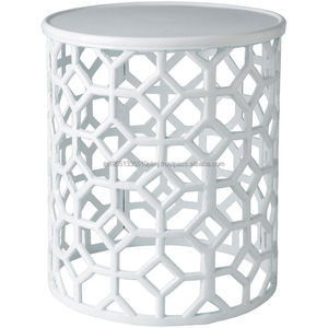 Tabouret de salon personnalisé ou Tables basses pour la maison et meubles de jardin pour la maison et la décoration Tabouret en aluminium peint en blanc - Product Image 1