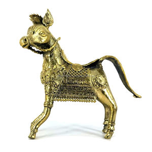 Figurine de cheval en laiton doré de 8,5 pouces, fabriquée à la main, décoration moderne exquise pour la maison - Product Image 2