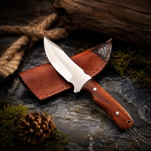 Couteau de chasse et de camping artisanal de qualité industrielle, lame en acier inoxydable, manche en bois, couteau fixe de survie en plein air, 8 pouces - Product Image 5