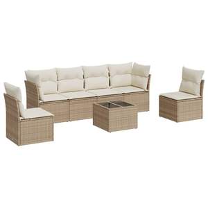 Conjunto de Sofá de Jardín de Ratán Sintético Beige con Patas Ajustables, Muebles de Exterior Cómodos con Diseño Elegante - Product Image 2