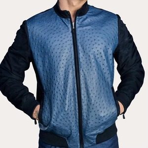 New Arrival Men's Ostrich Leather Bomber Jacket High Quality Canvas Eco-friendly Windproof Embossed Design <b>Maximize</b> Wear - Product Image 6