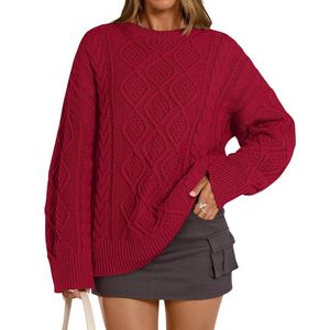 Suéter de Punto con Motivo Floral para Mujer, Mezcla de Lana Gris, Cuello Redondo, Manga Larga, Informal, Estampado, para Invierno - Product Image 4