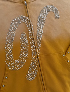 Wholesale Price Rhinestone Zip Hoodie and Wide-Leg Sweatpants Set Studded Trim <b>Tracksuit</b> Unisex <b>Y2K</b> - Product Image 5