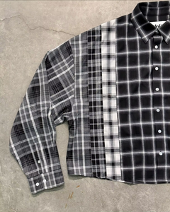 Camisa de Franela a Cuadros de Manga Larga para Hombre, Estilo Urbano Vintage, Multicolor, con Parches, Corte Holgado, Hombros Caídos, Bordado Intenso - Product Image 4