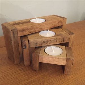 Portavelas de Madera Natural Hecho a Mano, Candelabro Rústico para Decoración del Hogar, Centro de Mesa, Comedor, Dormitorio y Eventos Especiales - Product Image 3