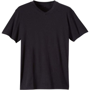 T-shirt en coton uni de qualité supérieure, prix de gros, col en V personnalisé, impression et broderie sur mesure - Product Image 1