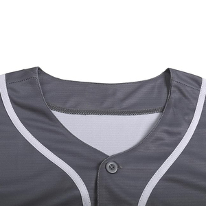 Camiseta de Béisbol Unisex Gris de Manga Corta con Botones al Frente, Absorbente de Humedad, Poliéster, Corte Regular para Adultos, Ropa Deportiva para Todas las Temporadas - Product Image 4