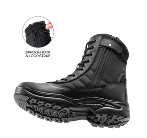 Bottes de travail tactiques en cuir noir pour hommes, 8 pouces, légères, durables, chaussures de sécurité pour la randonnée en plein air - Product Image 5