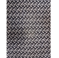 Tissu brodé géométrique Chevron de luxe en promotion – Matière en coton noir de haute qualité avec motif zig-zag cordonné blanc