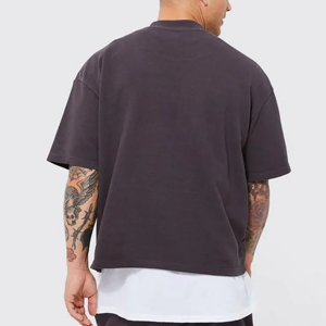 Camiseta Extra Grande para Hombre, Super Gruesa de 300 g/m², Hombros Caídos, Cuello Redondo, Corte Cuadrado, 100% Algodón, de Buena Calidad - Product Image 4