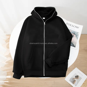 Personalizado puff impresión gráfico Y2K cremallera completa hasta la caída del hombro liso en blanco hombres elegante slim fit sudaderas con capucha y sudaderas para hombres - Product Image 5