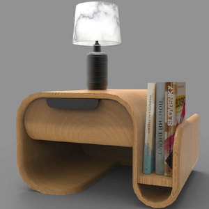 Modern Teak Wood Side Table with <b>Book</b> Rack and Multifunctional <b>Storage</b> Design - Product Image 1