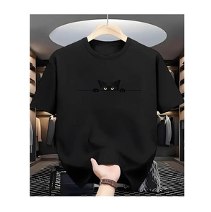 T-shirt à manches courtes noir pour homme avec imprimé avion, col rond, jersey décontracté, tricoté, respirant, coupe classique - Product Image 3