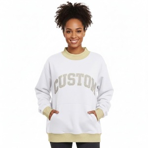 Sudadera Oversize de Manga Larga con Cuello Alto para Mujer, de Algodón y Forro Polar, Cálida para Invierno, Estilo Casual Diario y Urbano, Ecológica con Emblema - Product Image 1