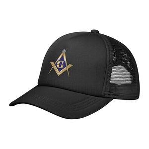 Casquette Maçonnique Homme Broderie 3D en Relief Compas Carré Style Camionneur Dos en Maille Profil Élevé Avant en Mousse Réglable - Product Image 4