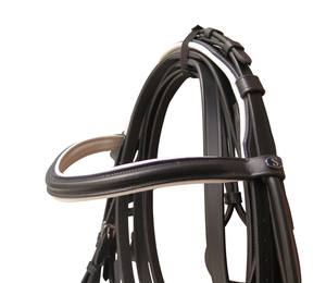 Ensemble de bridon en cuir véritable de haute qualité avec nezier et frontal rembourrés, bridon anglais réglable pour l'entraînement et la compétition FAB - Product Image 3