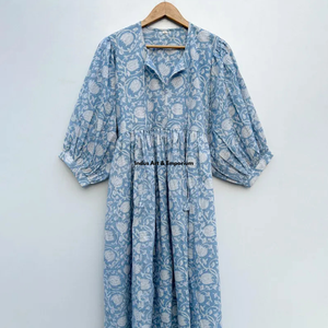 Beautiful floral Cotton Block Printed dress Dress For Casual wear Hand Block Printed Dress - Product Image 2