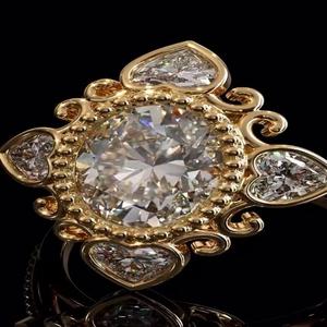 แหวนเพชรทรงรีประดับเพชรทรงหัวใจ แหวนทองคำขาว 14K สไตล์วินเทจ แหวนหมั้นสุดโรแมนติก ของขวัญแต่งงานสำหรับผู้หญิง - Product Image 3