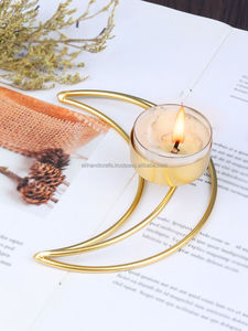 Metal <b>Tea</b> Light Holder Moon Shape Heat Resistant Home Decoration Candle <b>Stand</b> - Product Image 1
