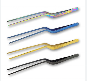 Altomme Instruments 20cm Chef Plating Tweezers <b>Tongs</b> Stainless Steel Offset <b>Serving</b> Tool Kitchen Cooking BBQ Precision Tool - Product Image 1