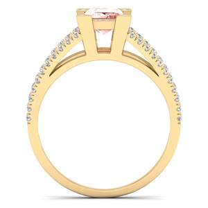 Anillos de compromiso REYES con piedra preciosa de morganita de 1 quilate con corte esmeralda para mujer, joyería de diamantes certificada de oro amarillo macizo de 14 quilates - Product Image 4