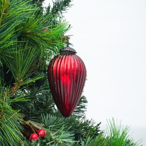 Lot d'ornements de Noël vintage en verre rouge en forme de goutte d'eau, peints à la main, à l'effet mercure, à suspendre, pour décoration festive de sapin - Product Image 3