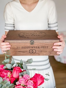 Custom Personalized Eco-Friendly Durable Wooden <b>Memory</b> Keepsake <b>Box</b> for Wedding Engagement Him Her Boyfriend Girlfriend Tabletop - Product Image 5