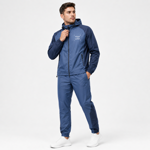 Unisex Waterproof Windproof Tracksuit Hooded Back <b>Zip</b> Pocket Solid Color Sporty Lightweight Polyester Summer Wear Custom Logo - Product Image 6