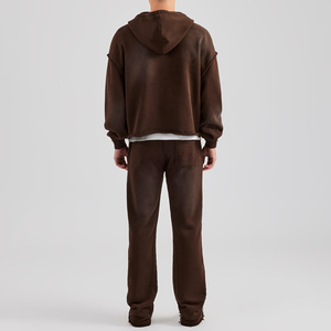 Survêtements vintage en molleton de coton de haute qualité, personnalisés avec fermeture éclair et effet délavé pour hommes - Product Image 2