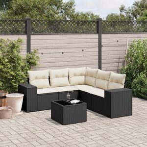 Conjunto de Sofás de Jardín en Blanco Crema y Negro - Product Image 1