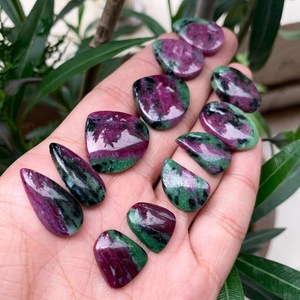 Par de cabujones de zoisita rubí, piedras sueltas semipreciosas, perfectas para la fabricación de joyas, diseño y patrón únicos para joyeros. - Product Image 3
