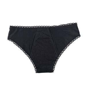 Women Mid-Rise Briefs Solid Color Seamless Lace Trim <b>Panties</b> Basic Style Knitted Spandex <b>Nylon</b> Material - Product Image 4