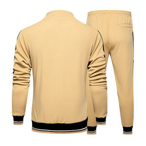 Ensemble de survêtement pour homme, veste à fermeture éclair intégrale, pantalon de jogging, couleur unie, vêtements de sport décontractés, vêtements d'automne, polyester et coton respirants - Product Image 5