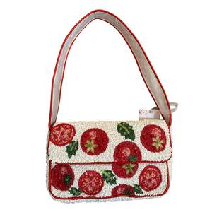 Bolso de mano elegante con bordado de cuentas étnicas para damas, bolso de mano de diseñador con bordado floral de cuentas para eventos. - Product Image 1
