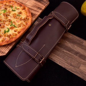 Juego de cuchillos de cocina de estilo nuevo, hechos a mano, con hoja de acero, 5 piezas, con funda de cuero para transportarlos. - Product Image 2