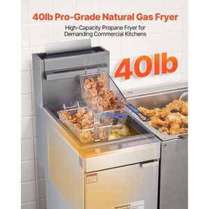 Friggitrice Elettrica Commerciale con 3 Bruciatori in Acciaio Inox, da Pavimento, con Doppi Cestelli Regolabili per Ristoranti - Product Image 2