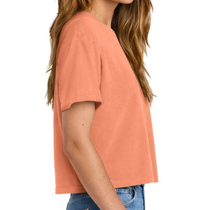 Blank <b>Peach</b> Crop <b>Top</b> T-Shirt Model Mockup High Summer Women Display Mock-up Commercial Digital Cropped Tee Shirt - Product Image 3