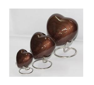 Heart Shaped Brass American Style Cremation Urn Set of 3 for Ashes Small <b>Memorial</b> <b>Keepsake</b> Urns - Product Image 1