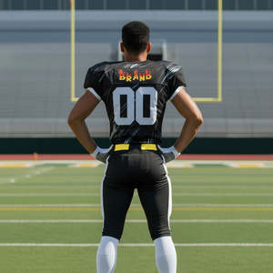 Tenues de football américain sur mesure de haute qualité pour hommes, manches courtes, couleur noire unie, uniforme de football américain pour hommes - Product Image 5