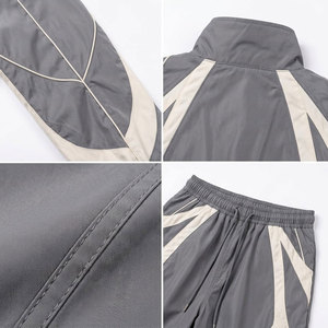 Newest Design 100% Cotton Printed Windbreaker Tracksuit Heavyweight Eco-Friendly Waterproof 2-Piece <b>Zipper</b> <b>Jacket</b> Trouser Set - Product Image 6