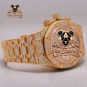 <b>Men</b>’s Premium Crystal Moissanite <b>Watch</b> with Quartz <b>Mechanism</b> Steel Bracelet Decorative Bezel Brilliant Luxury Wristwear - Product Image 2