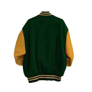 แจ็คเก็ตวาร์ซิตี้พรีเมียม ตัวเสื้อทำจากผ้าขนสัตว์ แขนเสื้อหนัง ปักลายตามสั่ง สไตล์บอมเบอร์แบบวิทยาลัย ผู้ผลิต OEM - Product Image 6