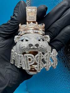 จี้รูปหน้าหมีประดับเพชรโมอิสซาไนต์ เงินแท้ 925 จี้สลักชื่อตามสั่ง จี้แฟชั่นสไตล์แร็ปเปอร์ ผ่านการทดสอบเพชร - Product Image 2