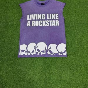 เสื้อยืดแขนกุดผู้ชายคุณภาพสูงสั่งทำพิเศษ ทรงโอเวอร์ไซส์ ผ้าฝ้ายฟอกลายกราฟิกวินเทจ สไตล์สตรีทแวร์ พิมพ์ลาย DTF - Product Image 5