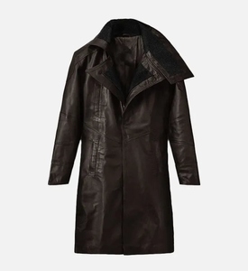 Men's Genuine <b>Leather</b> <b>Long</b> Waterproof Motorcycle <b>Jacket</b> Turn-down Collar Single Breasted Casual Winter Made Pakistan Front - Product Image 1