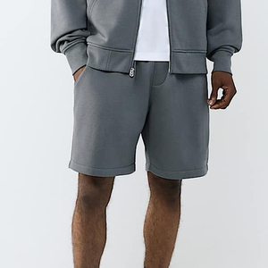Shorts Bermuda Gris Uni pour Homme avec Cordon de Serrage, Taille Mi-Haute, en Coton Tricoté, Poches, Respirant, Confortable, Idéal pour l'Entraînement - Product Image 5