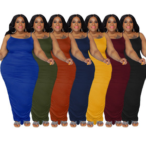 Vestidos Maxi Casuales de Talla Grande para Mujer, Cuello Halter, Sin Mangas, Silueta en A, Ecológicos, para Otoño y Verano, Venta al Por Mayor - Product Image 2