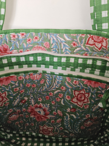 Shree Balajee Garments Floral Pattern Beach Tote Shopping <b>Bag</b> with Double Handles and Zipper Closure <b>Medium</b> <b>Size</b> - Product Image 3